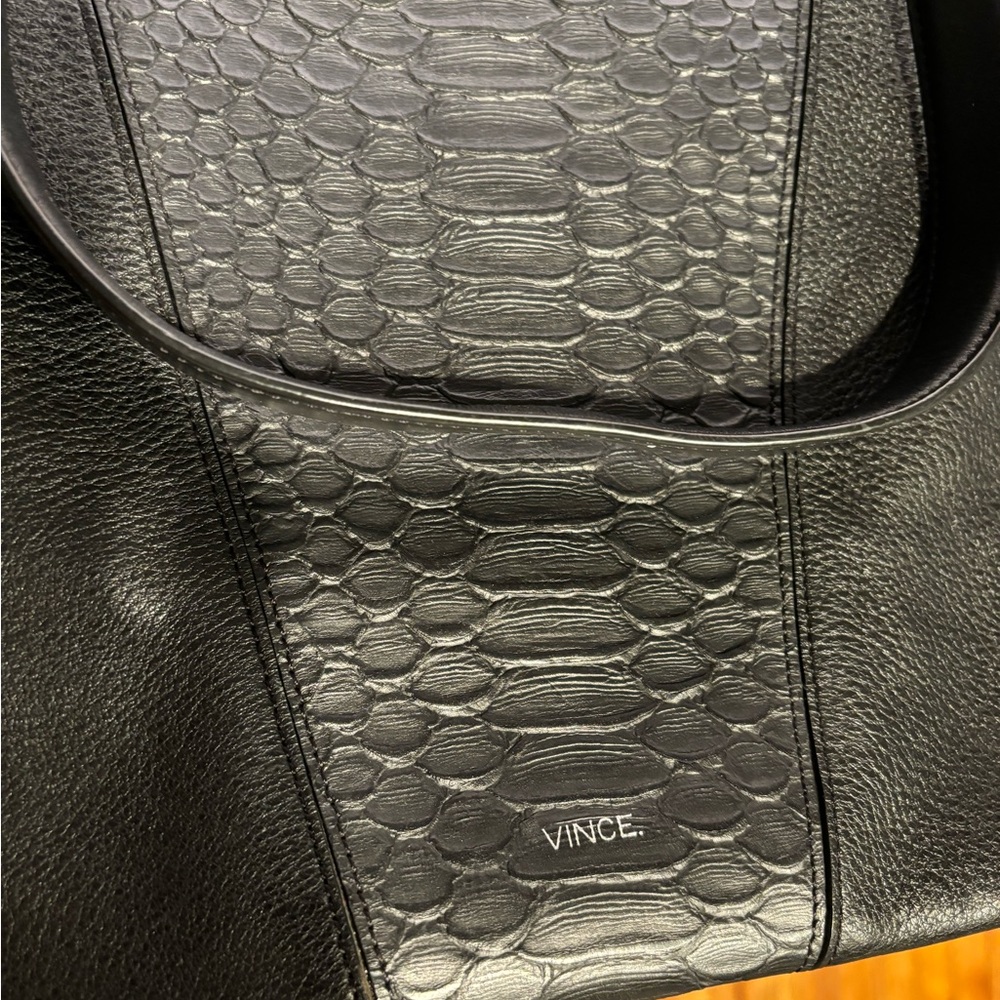 VINCE Modern V Stamped Python Medium Hobo - Picture 3 of 16